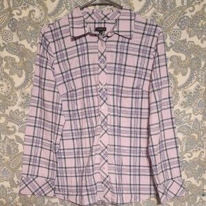 Talbots Lavender and Navy Plaid Shirt